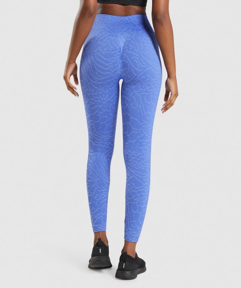 Women's Gymshark Adapt Animal Seamless Leggings Blue | CA 6NA713